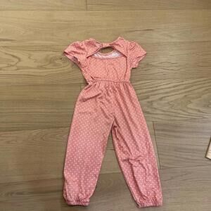Piccino Pink Polka Dot Jumpsuit Romper Kids Size 4 (3T/4T)